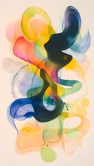 Poster - Abstract swirling forms blend hues in an amorphous composition