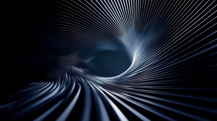 Wall Mural - Abstract swirling pattern creating a sense of depth and motion in a dark, futuristic space