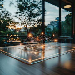 Poster - Strategic business planning session modern boardroom digital strategy visualization illuminated workspace natural light environment