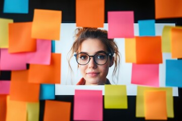 Aufkleber - Hybrid Workspace Creativity Millennial Professional Navigating Dynamic Collaboration through Vibrant Digital Brainstorming Interfaces - Remote Innovation Visualized