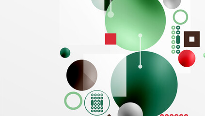 Poster - Minimalistic abstract vector design, layered geometric shapes circles, squares, and triangles with soft pastel gradients and semi-transparent effects. Perfect for contemporary use