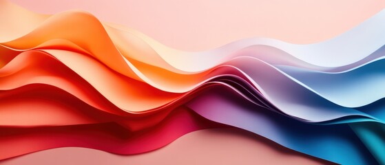 Poster - Fluid Gradient Waves Dynamic Paper Art Exploring Chromatic Transitions in Modern Digital Design, Showcasing Innovative Visual Communication Techniques
