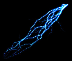 Poster - A vibrant blue lightning bolt illuminates the stark black backdrop, showcasing nature's raw power with its branching, electric discharge.