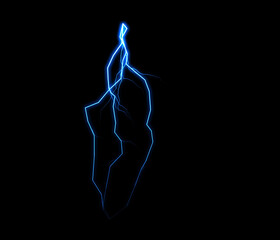 Aufkleber - Vibrant blue lightning bolt crackles against a stark black backdrop, showcasing raw electric power and natural energy in an isolated display.