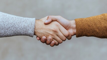 Aufkleber - Inclusive Workplace Collaboration Soft-Toned Professional Handshake Symbolizing Diversity, Equity, and Modern Business Connection Strategies