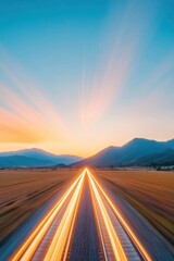 Fototapete - Dynamic Logistics Visualization High-Speed Transportation Corridor Illuminating Supply Chain Innovation with Futuristic Motion Blur Technology