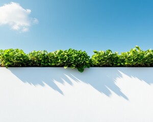 Poster - Minimalist Urban Green Design Serene Landscape Architecture with Living Wall Showcasing Sustainable Biophilic Aesthetic for Modern Environmental Branding