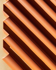 Poster - Golden Hour Geometry Minimalist Terracotta Tile Texture Showcasing Architectural Design Precision and Modern Sustainable Building Materials