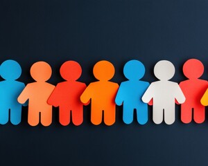 Aufkleber - Inclusive Future Vibrant Paper Silhouettes Illustrating Diverse Community Connection, Corporate Social Responsibility and Collaborative Innovation