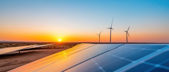 Aufkleber - Transformative Green Energy Horizon Next-Gen Solar Farm and Wind Turbine Convergence - Sustainable Infrastructure Powering Global Climate Innovation