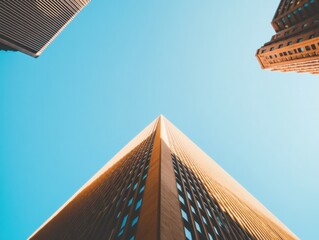 Aufkleber - Geometric Urban Ascension Minimalist Architectural Perspective Showcasing Modern Corporate Innovation, Sustainable Design, and Future-Focused Real Estate Development