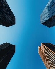 Poster - Future Forward Immersive Urban Vertical Landscape - Cutting-Edge Corporate Architecture Visualizing Digital Transformation and Global Innovation Paradigms