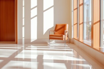 Aufkleber - Minimalist Chrome and Tangerine Contemporary Healthcare Design Showcasing Wellness Architecture with Ergonomic Seating and Transformative Spatial Healing Environment