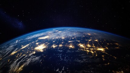 Poster - Global Connectivity Reimagined Atmospheric Night Earth Visualization for Climate Tech, Sustainability Insights and Immersive Data Storytelling in 8K Resolution