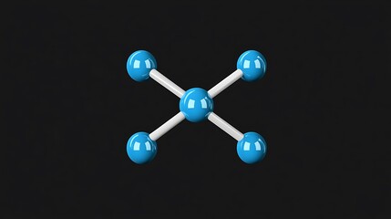 Poster - Clean Blue Molecule Structure on Black Background with Stylish Design