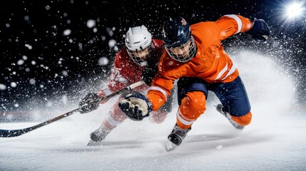 Poster - High-Intensity Hockey Clash Dynamic Winter Sport Action with Professional Athletes Capturing Peak Performance and Competitive Energy in Explosive 8K Cinematography