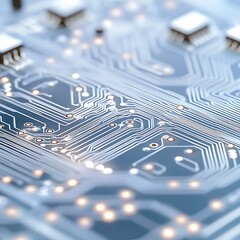Poster - Close-Up View of Clean White Circuit Board with Intricate Details