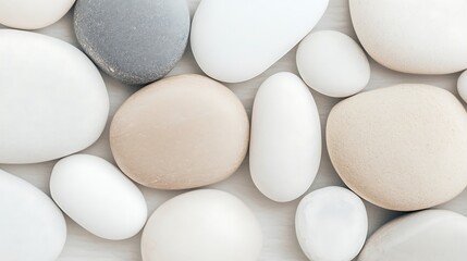 Poster - Close Up View of Clean White Stones on a Light Background