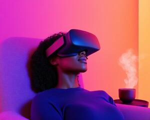 Aufkleber - Immersive Wellness Revolution Gen Z Digital Meditation Experience in Vibrant Mixed Reality - Mindful Tech and Holistic Self-Care Transformation