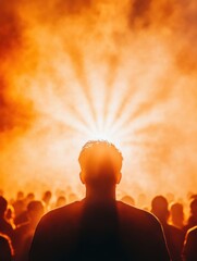 Fototapete - Immersive Concert Experience Epic Live Music Moment Capturing Gen Z Euphoric Collective Energy - Cinematic Performance Visual for Digital Entertainment Marketing