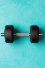 Aufkleber - Minimalist Fitness Revolution High-Performance Dumbbell on Vibrant Teal - Urban Wellness Tech and Strength Training Aesthetic for Digital Age Fitness Enthusiasts