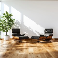 Poster - Embracing minimalism bright tidy room with essential furniture natural lighting wide shot modern living concept