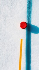 Poster - Minimalist Ice Hockey Arena Landscape Geometric Color-Block Design Showcasing Professional Sports Infrastructure with Avant-Garde Visual Precision