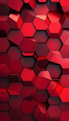 Poster - Tiled arrangement of glossy red hexagons in varying three dimensions