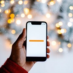Aufkleber - Festive Digital Minimalism Holiday Tech Moment Capturing Seasonal Mobile UX with Soft Bokeh Lighting and Cozy Smartphone Interaction