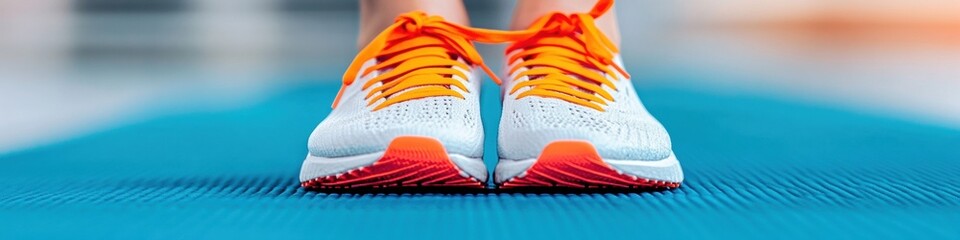 Poster - Minimalist Athletic Performance Next-Gen Ergonomic Running Shoes Showcasing Vibrant Color Blocking and Precision Design for Urban Fitness Enthusiasts