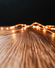 Poster - Contemporary Oak and LED Aesthetic for Tech-Driven Workspaces Illuminating Interaction on Textured Wood - Enhancing Business Environments with Modern Craft