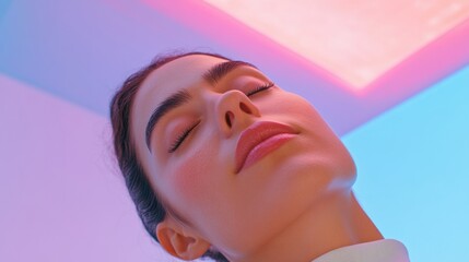 Poster - Chromatic Serenity Pastel Gradient Wellness Portrait Exploring Mindful Relaxation and Contemporary Aesthetic Self-Care Tranquility
