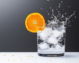 Poster - Minimalist Mixology Hydration Redefined - Artisan Citrus Splash Cocktail with High-Contrast Hydro-Dynamic Design for Premium Beverage Branding