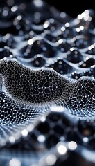 Poster - Abstract hexagonal mesh with glowing nodes forming a wave pattern