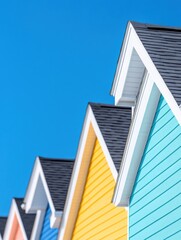 Poster - Modern Suburban Architectural Color Blocking Vibrant Minimalist Housing Development Showcasing Innovative Design Trends in Residential Real Estate