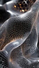 Poster - Abstract image showing a flowing hexagonal mesh structure