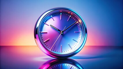 Wall Mural - futuristic clock face: deep blue atmospheric macro shot with pink & lavender reflections