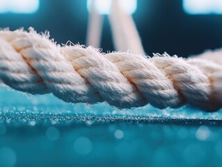 Poster - Textural Maritime Macro Nautical Rope Elegance in Aqua Blue - Sustainable Craftsmanship and Sensory Design Inspiration for Creative Professionals
