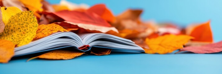 Fototapete - Mindful Learning in Autumn Aesthetic Study Narrative with Vibrant Seasonal Leaves - Inspiring Educational Content for Digital Wellness Platforms