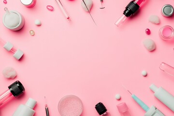 Leinwandbilder - Aesthetic Lab Precision Millennial Pink Wellness Branding with Minimalist Scientific Instruments - Next-Gen Research Visualization