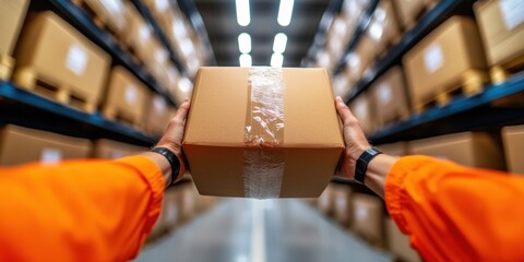 Fototapete - Sustainable Logistics Revolution High-Efficiency Warehouse Management with Ergonomic Handling and Next-Gen Supply Chain Optimization