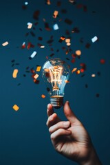 Leinwandbilder - Luminous Innovation Next-Gen Creative Breakthrough with Glowing Lightbulb - Transformative Digital Ideation and Entrepreneurial Inspiration for Tech Visionaries