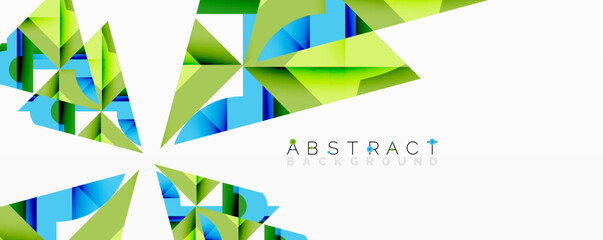 Aufkleber - Abstract geometric composition with interlocking circular and angular shapes, featuring smooth gradients and sharp contrasts on a white background