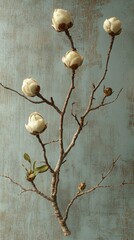 Wall Mural - Closeup view of a branch with blossoming flowers displaying natural beauty and delicate petals in a tranquil setting