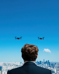 Poster - Future Vision AI Drone Surveillance and Urban Tech Innovation - Corporate Professional Exploring Next-Generation Mobility Landscapes