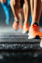 Aufkleber - High-Intensity Fitness Revolution Dynamic Urban Workout Motion Capturing Millennial Wellness Trends in Vibrant Orange Athletic Performance Footwear
