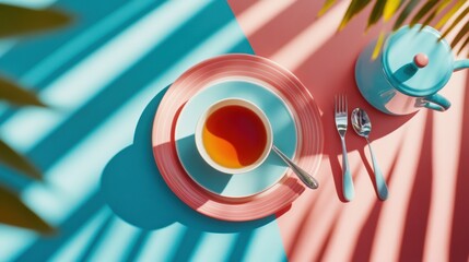 Aufkleber - Pastel Palette Teatime Trendsetting Minimalist Food Styling with Color-Block Aesthetics for Creative Branding and Digital Content
