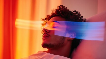 Aufkleber - Immersive Digital Wellness Holographic Mindfulness Experience Showcasing Next-Gen Relaxation Technology for Gen Z Mental Health and Sensory Healing