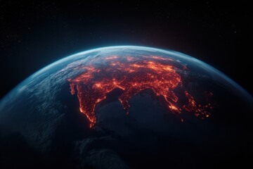 Aufkleber - Next-Gen Global Connectivity Hyper-Realistic Earth Visualization Revealing Digital Infrastructure Networks and Technological Urban Density