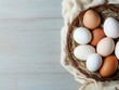 © Ryzhkov - Artisanal Farm-to-Table Egg Harvest Sustainable Organic Pastel Eggs in Rustic Nest - Wellness Lifestyle and Ethical Farming Visual Narrative